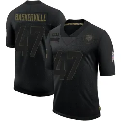 Youth Micah Baskerville Chicago Bears No.47 Limited 2020 Salute To Service Jersey - Black