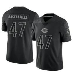 Youth Micah Baskerville Chicago Bears No.47 Limited Reflective Jersey - Black