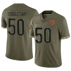 Youth Mike Singletary Chicago Bears No.50 Limited 2022 Salute To Service Jersey - Olive