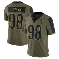 Youth Montez Sweat Chicago Bears No.98 Limited 2021 Salute To Service Jersey - Olive