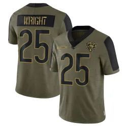 Youth Nahshon Wright Chicago Bears No.25 Limited 2021 Salute To Service Jersey - Olive