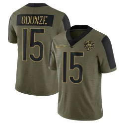 Youth Rome Odunze Chicago Bears No.15 Limited 2021 Salute To Service Jersey - Olive