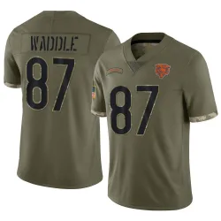 Youth Tom Waddle Chicago Bears No.87 Limited 2022 Salute To Service Jersey - Olive