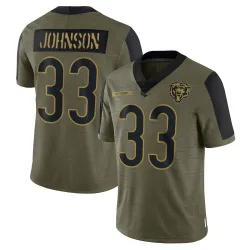 Youth Tysheem Johnson Chicago Bears No.33 Limited 2021 Salute To Service Jersey - Olive